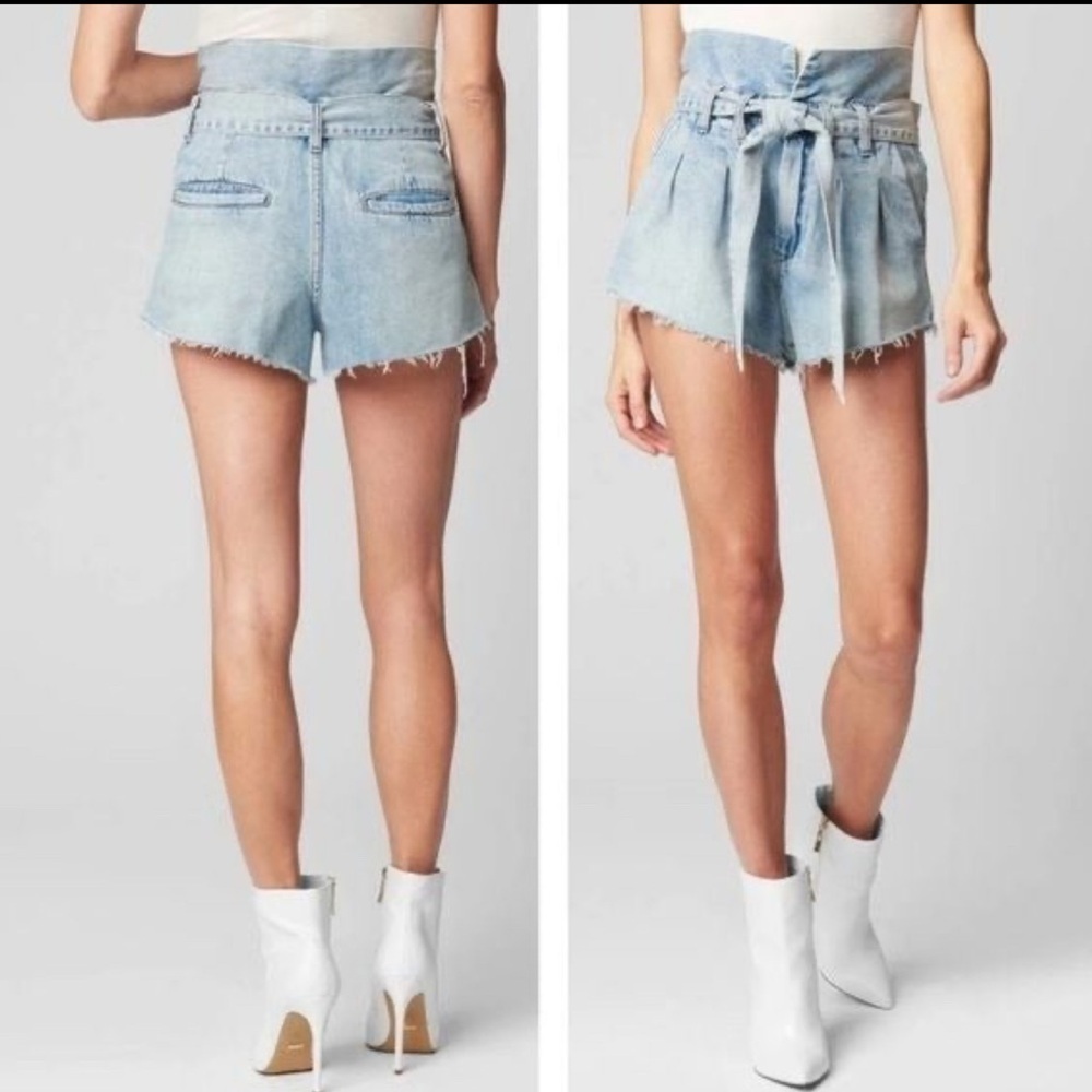 Blank NYC High Waist paperbag self belt denim shorts size 26 NWT